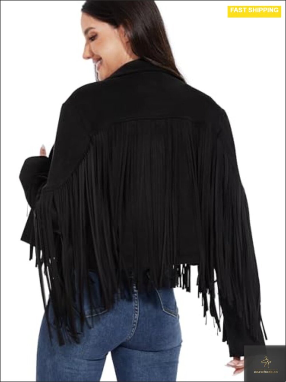 Women Fringe Faux Suede Leather Jacket Cowgirl Outfit